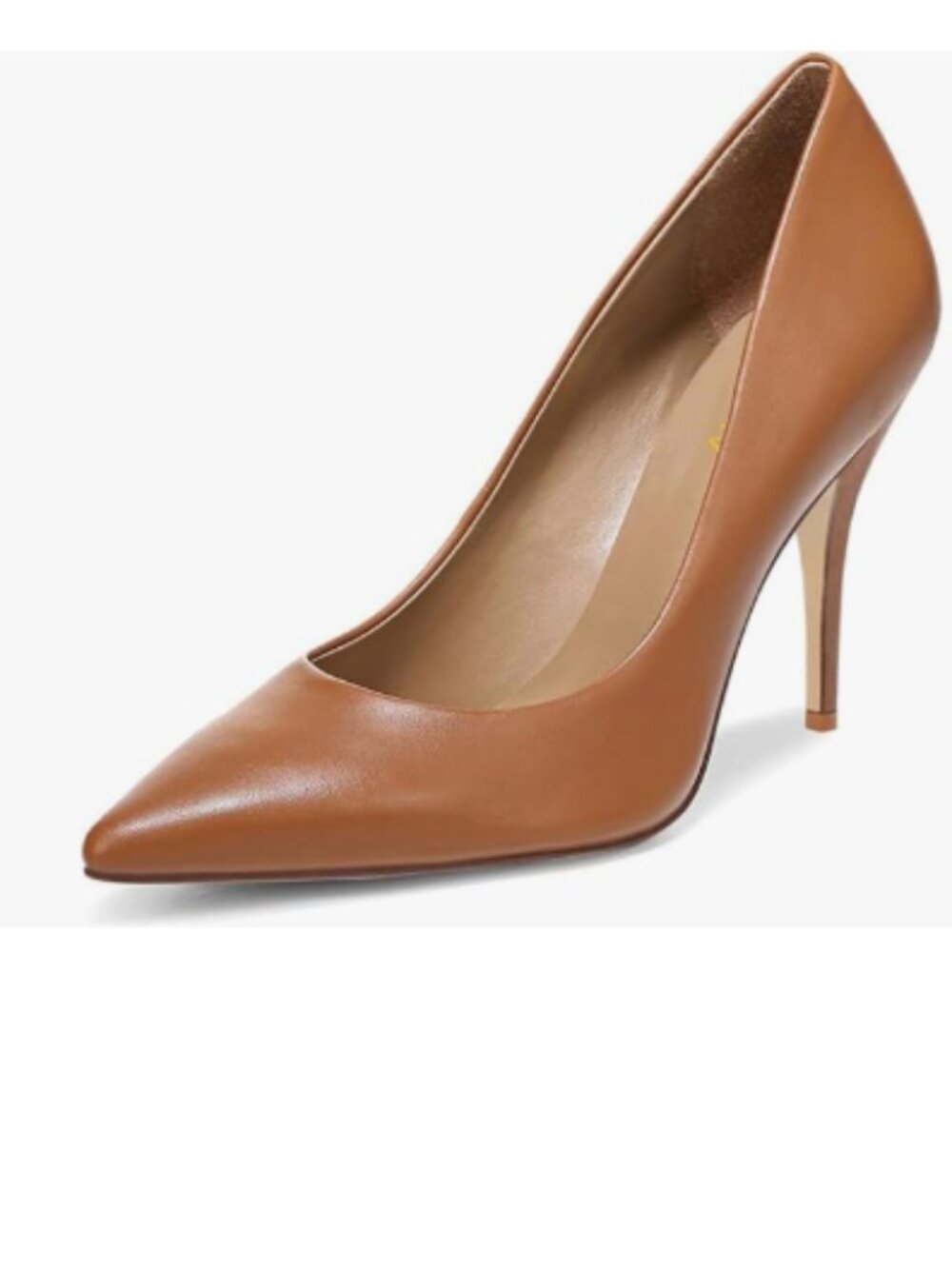 YDN Brown Pointed Closed Toe Mid Heel Pumps Slip on Stiletto Slide Dress Shoe